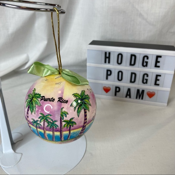 Puerto Rico Ornament Christmas Tree Decoration Gift Boxed Palm Trees Sail Boats - Picture 4 of 5